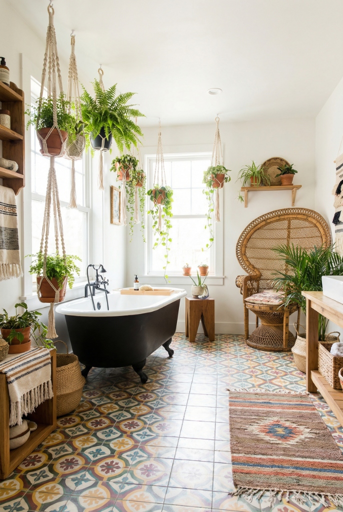 Modern Organic Boho Bathroom Main Visualization